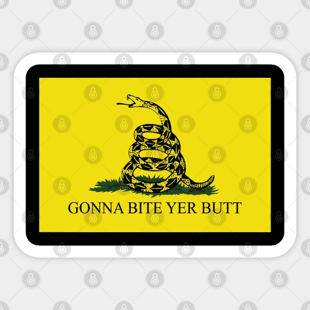 Gadsden - Bite yer butt Sticker by Illustratorator